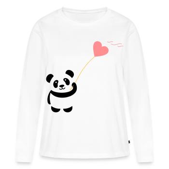 panda heart cute balloon bear big thick kusch - Women's Premium Organic Long Sleeve Shirt - white - Front - Julia (174cm)