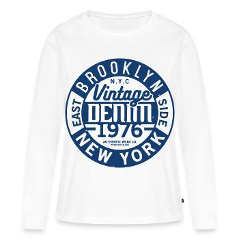 Vintage Denim Original - Frauen Premium Bio Langarmshirt - Weiß - Vorne - Julia (174cm)