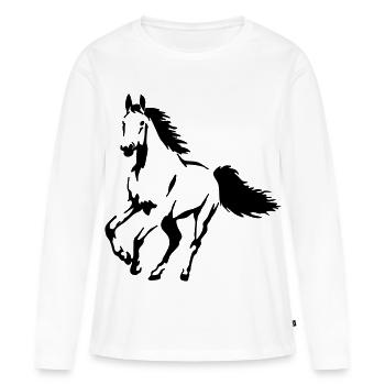 stallion - mare - foal - horse - Women's Premium Organic Long Sleeve Shirt - white - Front - Julia (174cm)