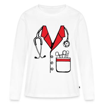 Médecin Médecin médecin spécialiste médecin de famille costume d’urgence job - T-shirt manches longues Premium bio Femme - blanc - Devant - Julia (174cm)