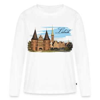 Lübeck - T-shirt manches longues Premium bio Femme - blanc - Devant - Julia (174cm)