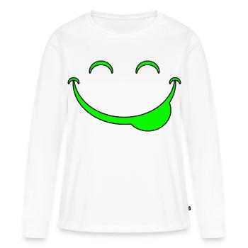 Drôle de visage - T-shirt manches longues Premium bio Femme - blanc - Devant - Julia (174cm)