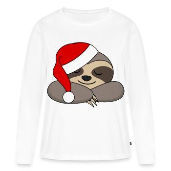 Paresseux Santa Hat Santa Santa Claus XMas - T-shirt manches longues Premium bio Femme - blanc - Devant - Julia (174cm)