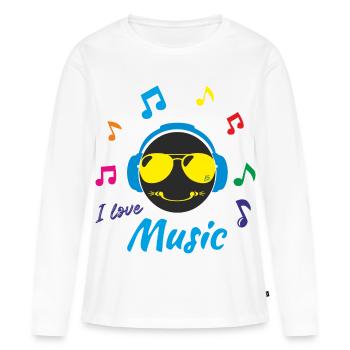 J'aime la musique - T-shirt manches longues Premium bio Femme - blanc - Devant - Julia (174cm)