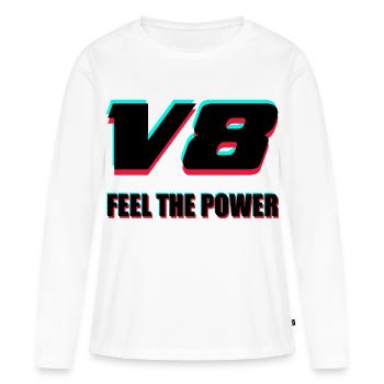 V8 - T-shirt manches longues Premium bio Femme - blanc - Devant - Julia (174cm)