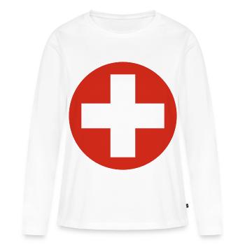 Aufkleber Luftwaffe Roundel der Schweiz Schweiz - Frauen Premium Bio Langarmshirt - Weiß - Vorne - Julia (174cm)