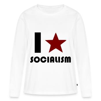 socialisme - T-shirt manches longues Premium bio Femme - blanc - Devant - Julia (174cm)