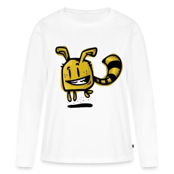 bizarre jaune - T-shirt manches longues Premium bio Femme - blanc - Devant - Julia (174cm)