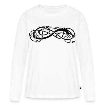 Serpent celte noir - T-shirt manches longues Premium bio Femme - blanc - Devant - Julia (174cm)