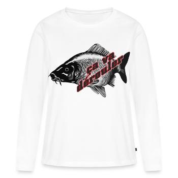 Carpe, Ca va derouler, je pêche la carpe - T-shirt manches longues Premium bio Femme - blanc - Devant - Julia (174cm)