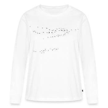 Grue grue printemps oiseaux - T-shirt manches longues Premium bio Femme - blanc - Devant - Julia (174cm)