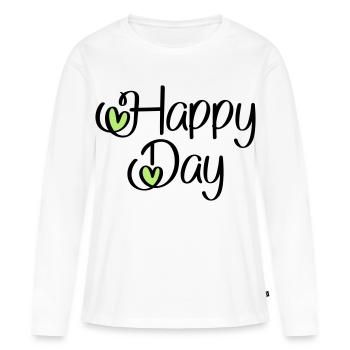 Happy Day - T-shirt manches longues Premium bio Femme - blanc - Devant - Julia (174cm)