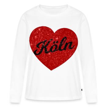 Le cœur de Kölsche - T-shirt manches longues Premium bio Femme - blanc - Devant - Julia (174cm)