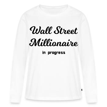 Bourse millionnaire - T-shirt manches longues Premium bio Femme - blanc - Devant - Julia (174cm)