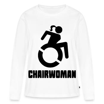 Rollstuhlfrau für die echten rollenden Damen* - Frauen Premium Bio Langarmshirt - Weiß - Vorne - Julia (174cm)