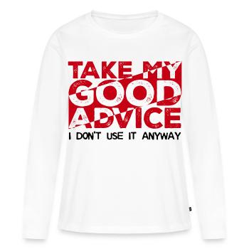 Cool blague Drôle de phrases - T-shirt manches longues Premium bio Femme - blanc - Devant - Julia (174cm)