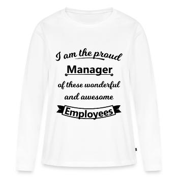 Manager - T-shirt manches longues Premium bio Femme - blanc - Devant - Julia (174cm)