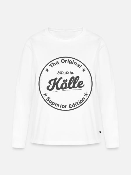 Made in Kölle - Frauen Premium Bio Langarmshirt - Weiß
