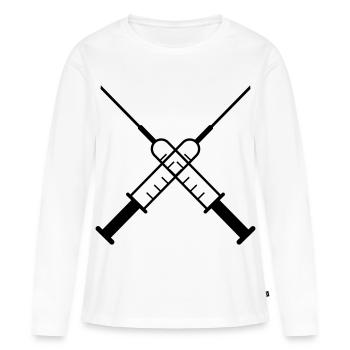 Médicament - T-shirt manches longues Premium bio Femme - blanc - Devant - Julia (174cm)