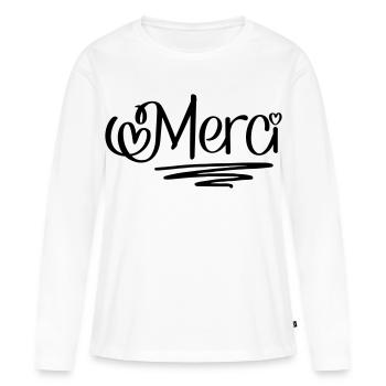 Merci - T-shirt manches longues Premium bio Femme - blanc - Devant - Julia (174cm)