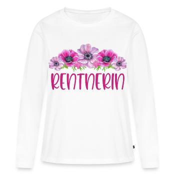 Rentnerin Blumen - Frauen Premium Bio Langarmshirt - Weiß - Vorne - Julia (174cm)
