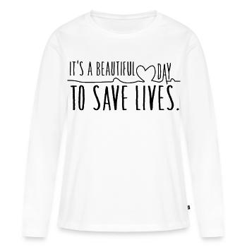 Lebensretter - Frauen Premium Bio Langarmshirt - Weiß - Vorne - Julia (174cm)