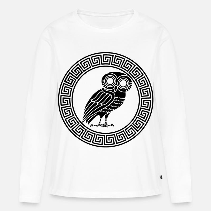 Griechisches Symbol der schwarzen Eule - Frauen Premium Bio Langarmshirt - Weiß