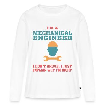 Drôle de citation en génie mécanique pour mécanique - T-shirt manches longues Premium bio Femme - blanc - Devant - Julia (174cm)