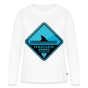 Gefahr Haie Kein Freitauchen - Frauen Premium Bio Langarmshirt - Weiß - Vorne - Julia (174cm)
