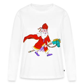 Saint-Nicolas sur le cheval de loisir jouet - T-shirt manches longues Premium bio Femme - blanc - Devant - Julia (174cm)