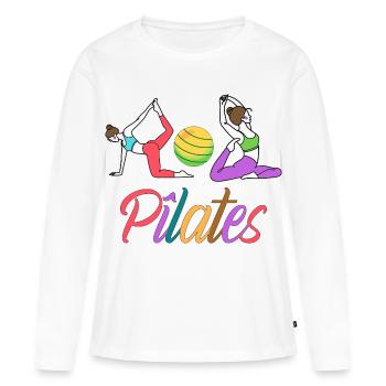 PILATES - T-shirt manches longues Premium bio Femme - blanc - Devant - Julia (174cm)