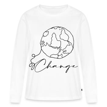 Monde - T-shirt manches longues Premium bio Femme - blanc - Devant - Julia (174cm)