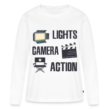 Producteur vidéo - T-shirt manches longues Premium bio Femme - blanc - Devant - Julia (174cm)