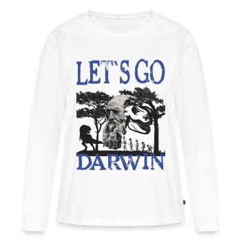 Idée cadeau textile Charles Darwin Evolution - T-shirt manches longues Premium bio Femme - blanc - Devant - Julia (174cm)