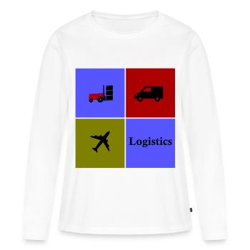 Équipe Logistique et Transport - T-shirt manches longues Premium bio Femme - blanc - Devant - Julia (174cm)