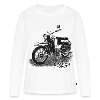 SIMSON Schwalbe KR51 - Women's Premium Organic Long Sleeve Shirt - white - Front - Julia (174cm)