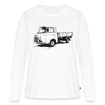 Camion à plateau Barkas - T-shirt manches longues Premium bio Femme - blanc - Devant - Julia (174cm)