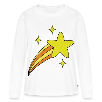 Étoile avec queue - T-shirt manches longues Premium bio Femme - blanc - Devant - Julia (174cm)