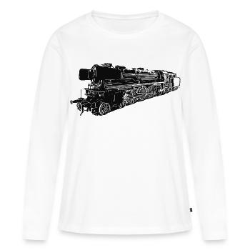 Dampflok 01 180 - Frauen Premium Bio Langarmshirt - Weiß - Vorne - Julia (174cm)