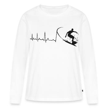 Planche de surf Surfer Surf Heartbeat - T-shirt manches longues Premium bio Femme - blanc - Devant - Julia (174cm)