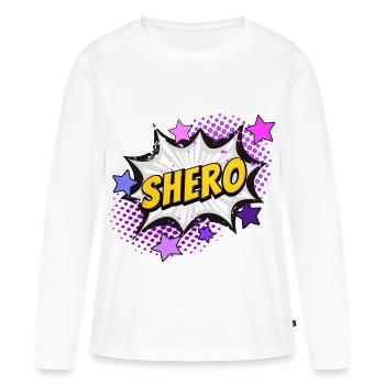 Shero - die Heldin - Frauen Premium Bio Langarmshirt - Weiß - Vorne - Julia (174cm)