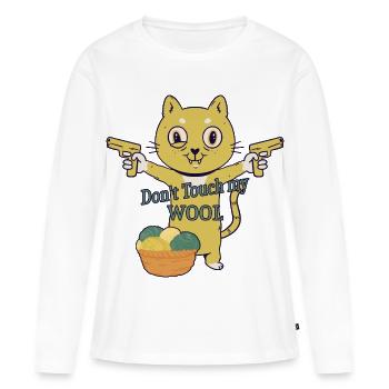 Fass meine Wolle nicht an ! - Frauen Premium Bio Langarmshirt - Weiß - Vorne - Julia (174cm)
