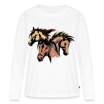 Chevaux Étalon Islandais Chevaux Cheval Amour Islandens - T-shirt manches longues Premium bio Femme - blanc - Devant - Julia (174cm)