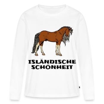 Isländer Pferde Statement Islandpferde Pferdenarr - Frauen Premium Bio Langarmshirt - Weiß - Vorne - Julia (174cm)