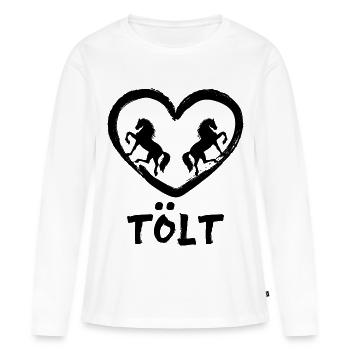 Tölt Chevaux Islandais Chevaux Cheval Amour Coeur Dicton - T-shirt manches longues Premium bio Femme - blanc - Devant - Julia (174cm)
