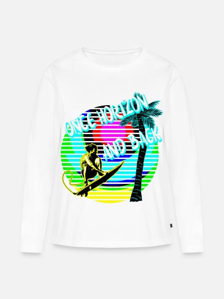 Once horizon and back Surfer Palme - Frauen Premium Bio Langarmshirt - Weiß