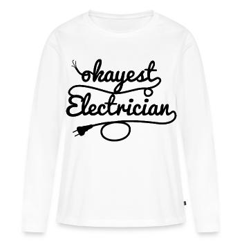 Électricien moyen - T-shirt manches longues Premium bio Femme - blanc - Devant - Julia (174cm)
