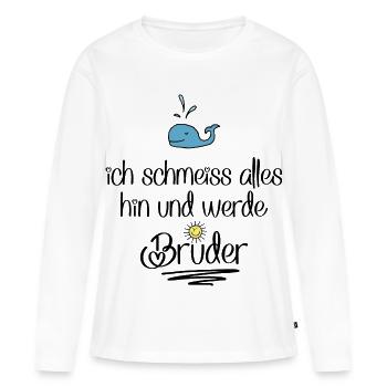 ich werde Bruder - Frauen Premium Bio Langarmshirt - Weiß - Vorne - Julia (174cm)