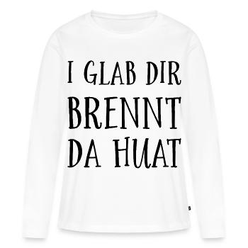 Lustige Sprichwörter aus Bayern - Frauen Premium Bio Langarmshirt - Weiß - Vorne - Julia (174cm)