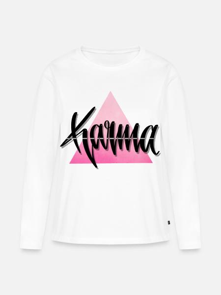 Karma Schriftdesign - Frauen Premium Bio Langarmshirt - Weiß